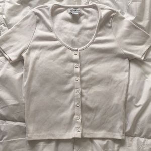 Glamorous White Cotton Button-up Cropped Top